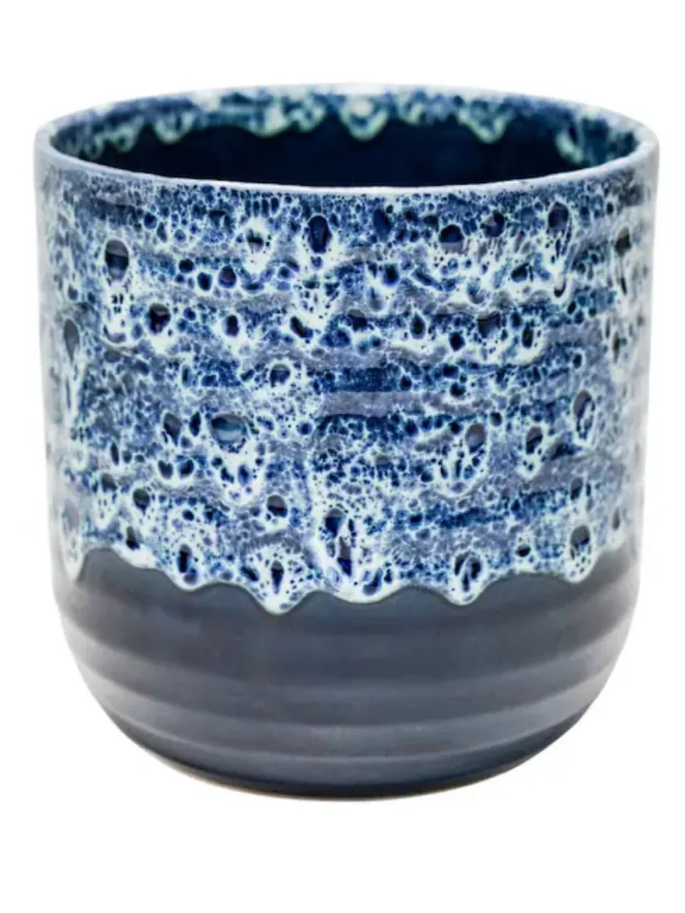 NWOT Allen + Roth Sapphire Glazed Ceramic Round Indoor Planter